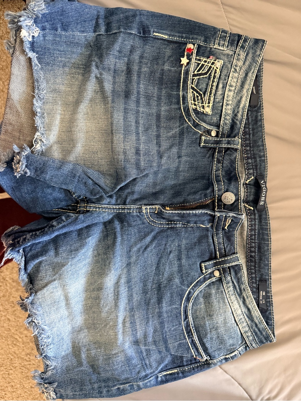 Vigoss Distressed Blue Denim Jean Shorts